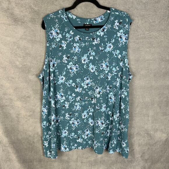 J Jill Wearever Collection Top Womens 3X Green Floral Sleeveless Tank Stretch - Picture 1 of 13
